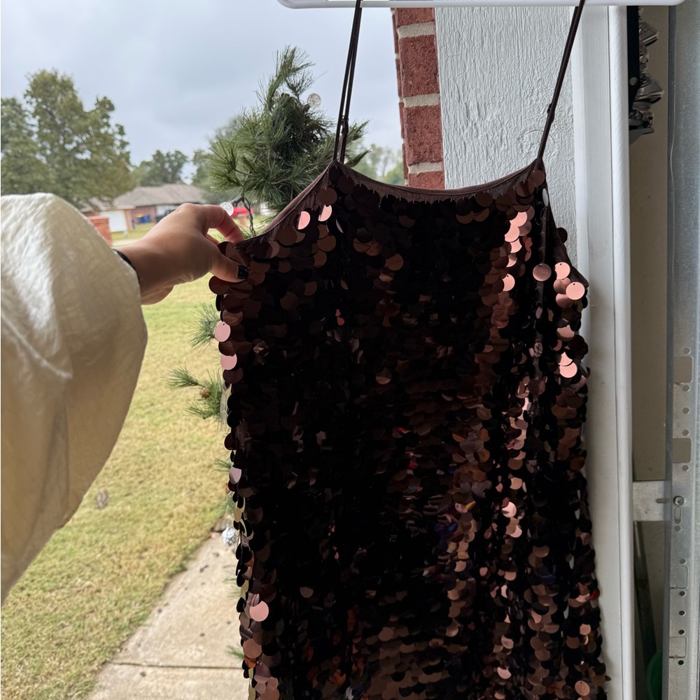 Brown Midi Sequin Dress